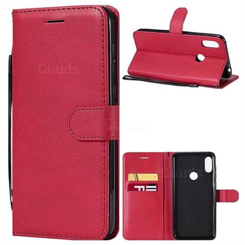 Retro Greek Classic Smooth PU Leather Wallet Phone Case for Motorola One Power (P30 Note) - Red