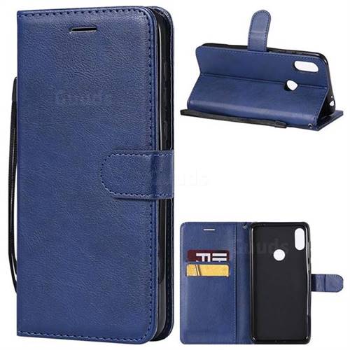 Retro Greek Classic Smooth PU Leather Wallet Phone Case for Motorola One Power (P30 Note) - Blue