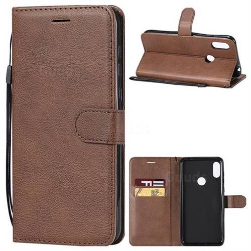 Retro Greek Classic Smooth PU Leather Wallet Phone Case for Motorola One Power (P30 Note) - Brown