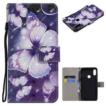 Violet butterfly 3D Painted Leather Wallet Case for Motorola One Power (P30 Note)