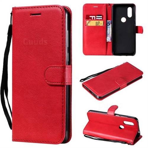 Retro Greek Classic Smooth PU Leather Wallet Phone Case for Motorola Moto P40 - Red