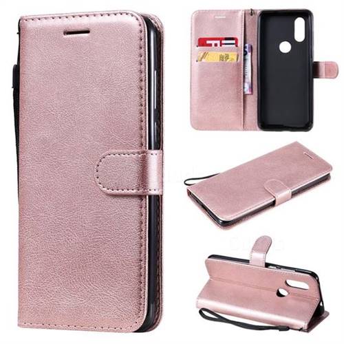 Retro Greek Classic Smooth PU Leather Wallet Phone Case for Motorola Moto P40 - Rose Gold
