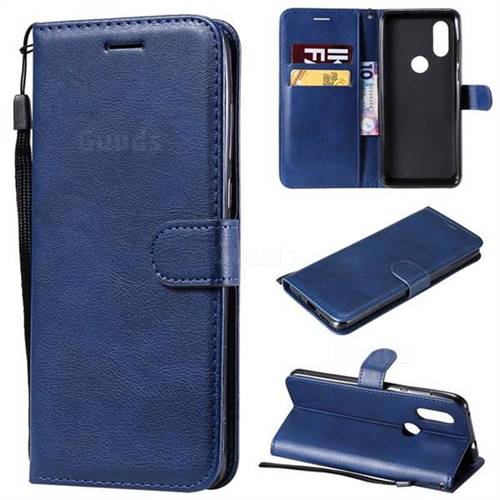 Retro Greek Classic Smooth PU Leather Wallet Phone Case for Motorola Moto P40 - Blue