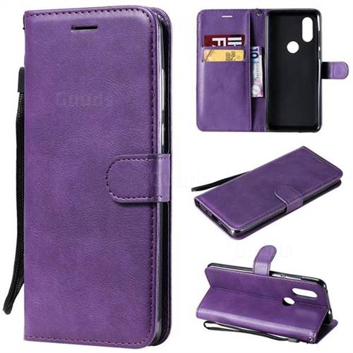Retro Greek Classic Smooth PU Leather Wallet Phone Case for Motorola Moto P40 - Purple
