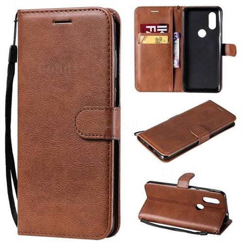 Retro Greek Classic Smooth PU Leather Wallet Phone Case for Motorola Moto P40 - Brown