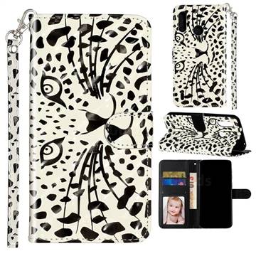 Leopard Panther 3D Leather Phone Holster Wallet Case for Motorola Moto P40 Play