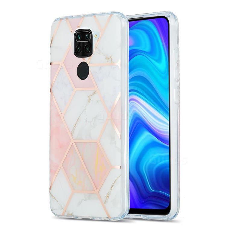 Pink White Marble Pattern Galvanized Electroplating Protective Case Cover for Xiaomi Redmi 10X 4G