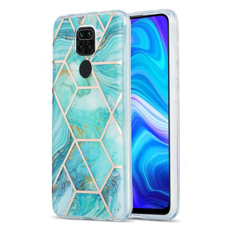 Blue Sea Marble Pattern Galvanized Electroplating Protective Case Cover for Xiaomi Redmi 10X 4G