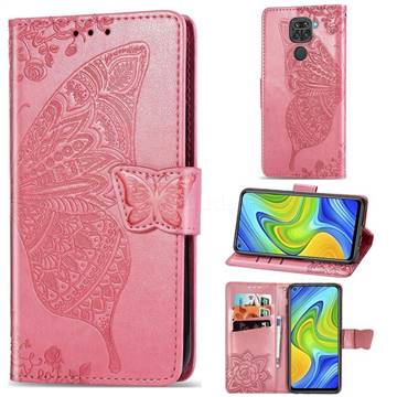 Embossing Mandala Flower Butterfly Leather Wallet Case for Xiaomi Redmi 10X 4G - Pink