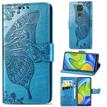 Embossing Mandala Flower Butterfly Leather Wallet Case for Xiaomi Redmi 10X 4G - Blue