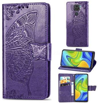 Embossing Mandala Flower Butterfly Leather Wallet Case for Xiaomi Redmi 10X 4G - Dark Purple
