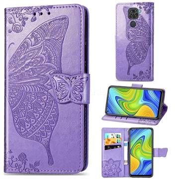 Embossing Mandala Flower Butterfly Leather Wallet Case for Xiaomi Redmi 10X 4G - Light Purple
