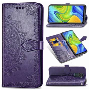 Embossing Imprint Mandala Flower Leather Wallet Case for Xiaomi Redmi 10X 4G - Purple