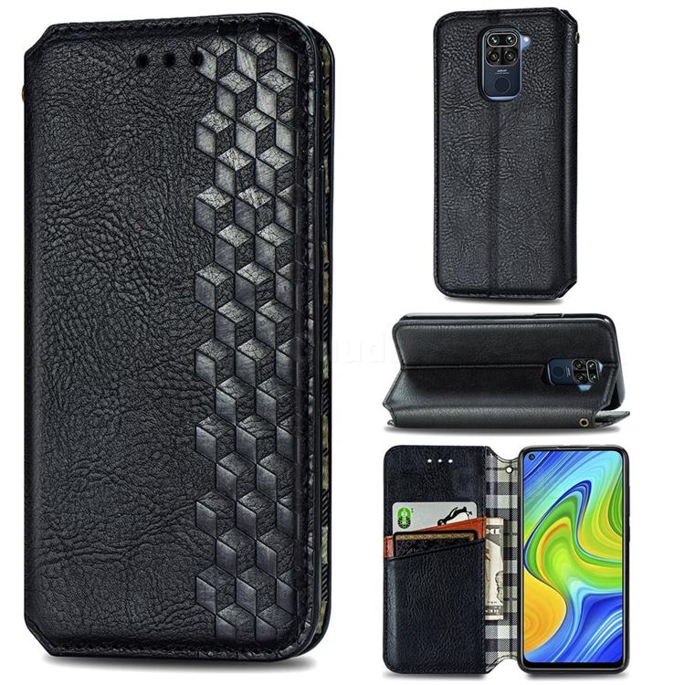 Ultra Slim Fashion Business Card Magnetic Automatic Suction Leather Flip Cover for Xiaomi Redmi 10X 4G - Black