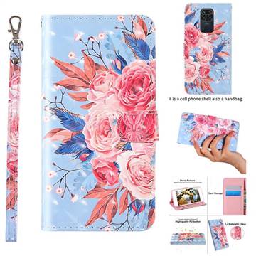 Rose Flower 3D Painted Leather Wallet Case for Xiaomi Redmi 10X 4G