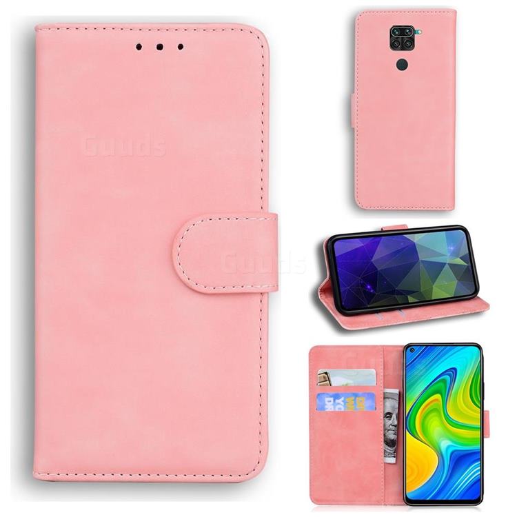 Retro Classic Skin Feel Leather Wallet Phone Case for Xiaomi Redmi 10X 4G - Pink