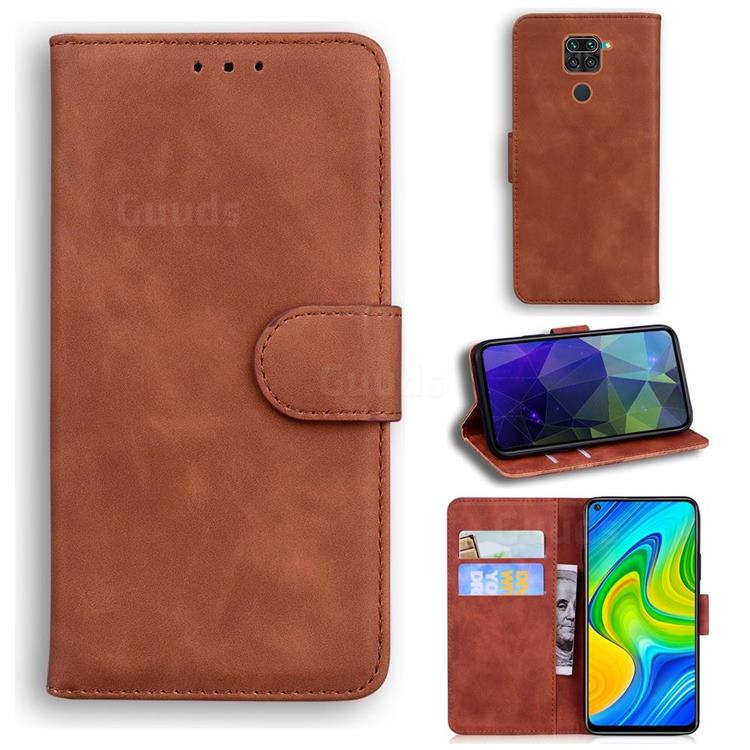 Retro Classic Skin Feel Leather Wallet Phone Case for Xiaomi Redmi 10X 4G - Brown