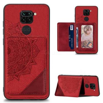 Mandala Flower Cloth Multifunction Stand Card Leather Phone Case for Xiaomi Redmi 10X 4G - Red