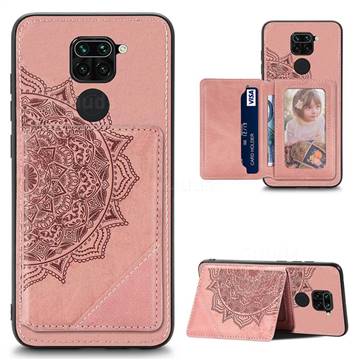 Mandala Flower Cloth Multifunction Stand Card Leather Phone Case for Xiaomi Redmi 10X 4G - Rose Gold