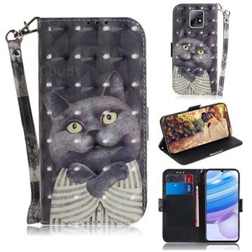 Cat Embrace 3D Painted Leather Wallet Phone Case for Xiaomi Redmi 10X 5G