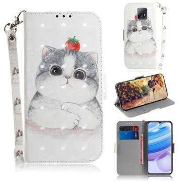 Cute Tomato Cat 3D Painted Leather Wallet Phone Case for Xiaomi Redmi 10X 5G