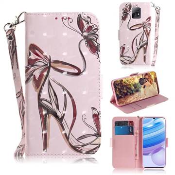 Butterfly High Heels 3D Painted Leather Wallet Phone Case for Xiaomi Redmi 10X 5G