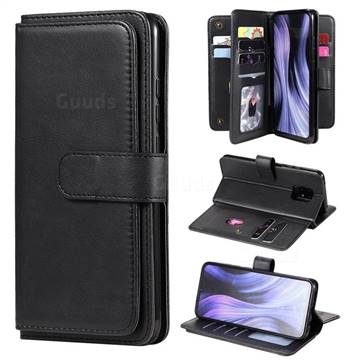 Multi-function Ten Card Slots and Photo Frame PU Leather Wallet Phone Case Cover for Xiaomi Redmi 10X 5G - Black