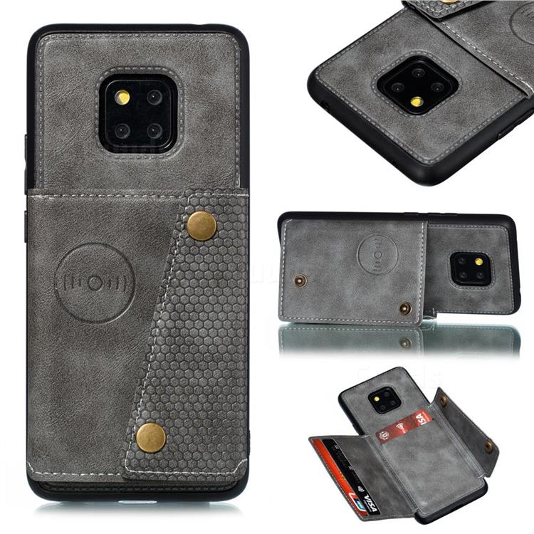 Retro Multifunction Card Slots Stand Leather Coated Phone Back Cover for Xiaomi Redmi 10X 5G - Gray