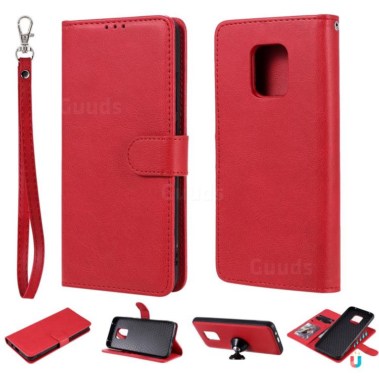 Retro Greek Detachable Magnetic PU Leather Wallet Phone Case for Xiaomi Redmi 10X 5G - Red