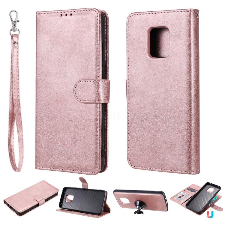 Retro Greek Detachable Magnetic PU Leather Wallet Phone Case for Xiaomi Redmi 10X 5G - Rose Gold