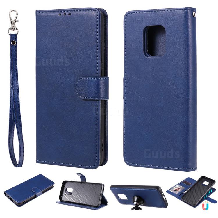 Retro Greek Detachable Magnetic PU Leather Wallet Phone Case for Xiaomi Redmi 10X 5G - Blue