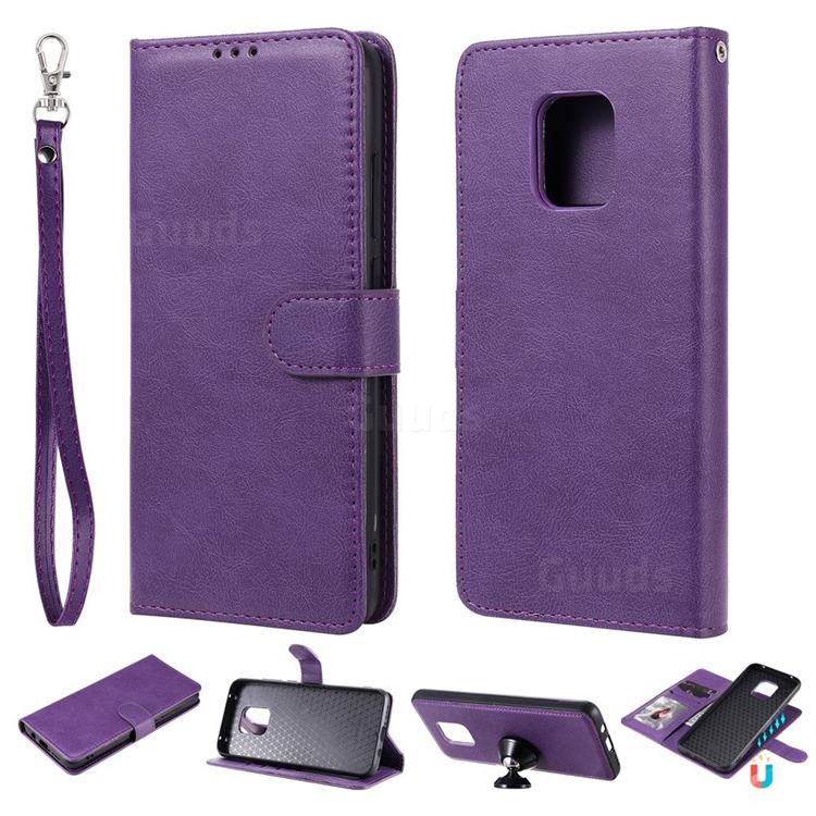 Retro Greek Detachable Magnetic PU Leather Wallet Phone Case for Xiaomi Redmi 10X 5G - Purple