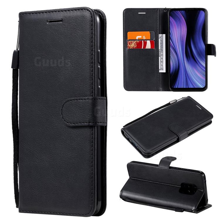Retro Greek Classic Smooth PU Leather Wallet Phone Case for Xiaomi Redmi 10X 5G - Black