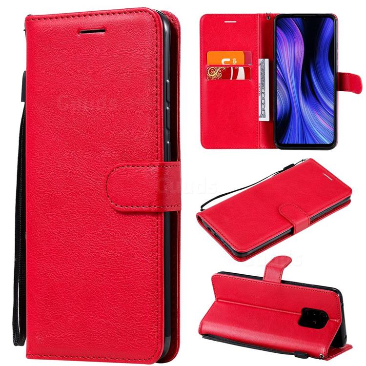 Retro Greek Classic Smooth PU Leather Wallet Phone Case for Xiaomi Redmi 10X 5G - Red