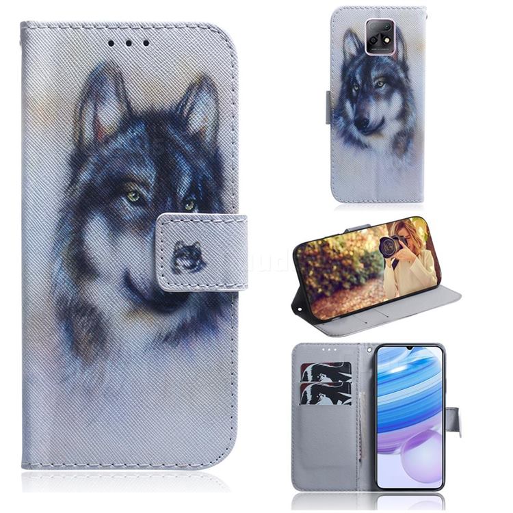 Snow Wolf PU Leather Wallet Case for Xiaomi Redmi 10X 5G