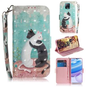 Black and White Cat 3D Painted Leather Wallet Phone Case for Xiaomi Redmi 10X Pro 5G