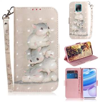 Three Squirrels 3D Painted Leather Wallet Phone Case for Xiaomi Redmi 10X Pro 5G