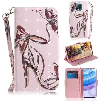Butterfly High Heels 3D Painted Leather Wallet Phone Case for Xiaomi Redmi 10X Pro 5G