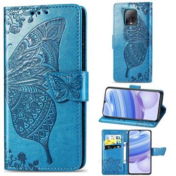 Embossing Mandala Flower Butterfly Leather Wallet Case for Xiaomi Redmi 10X Pro 5G - Blue
