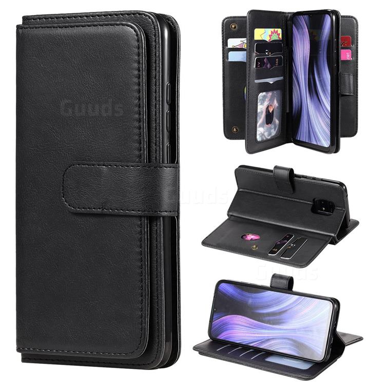 Multi-function Ten Card Slots and Photo Frame PU Leather Wallet Phone Case Cover for Xiaomi Redmi 10X Pro 5G - Black