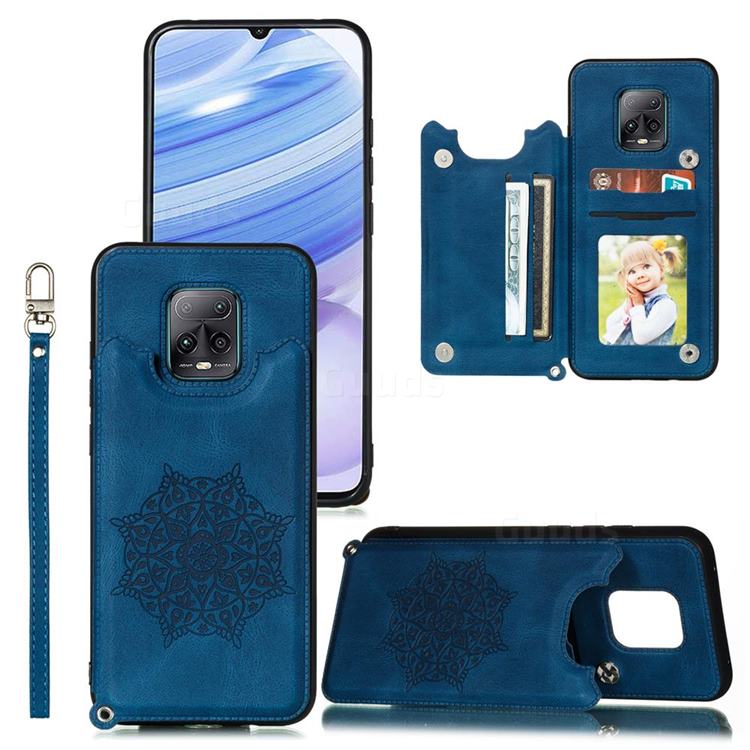 Luxury Mandala Multi-function Magnetic Card Slots Stand Leather Back Cover for Xiaomi Redmi 10X Pro 5G - Blue