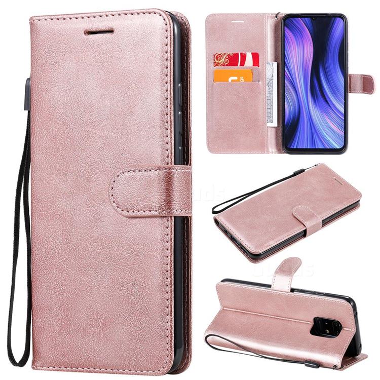 Retro Greek Classic Smooth PU Leather Wallet Phone Case for Xiaomi Redmi 10X Pro 5G - Rose Gold