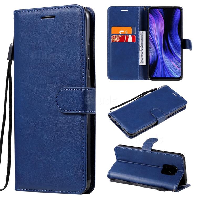 Retro Greek Classic Smooth PU Leather Wallet Phone Case for Xiaomi Redmi 10X Pro 5G - Blue