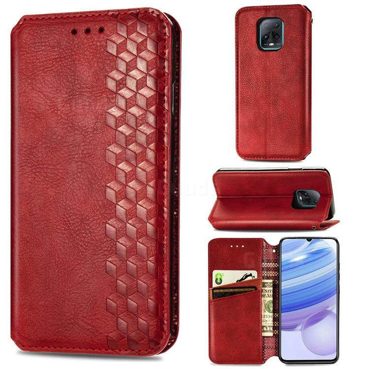 Ultra Slim Fashion Business Card Magnetic Automatic Suction Leather Flip Cover for Xiaomi Redmi 10X Pro 5G - Red