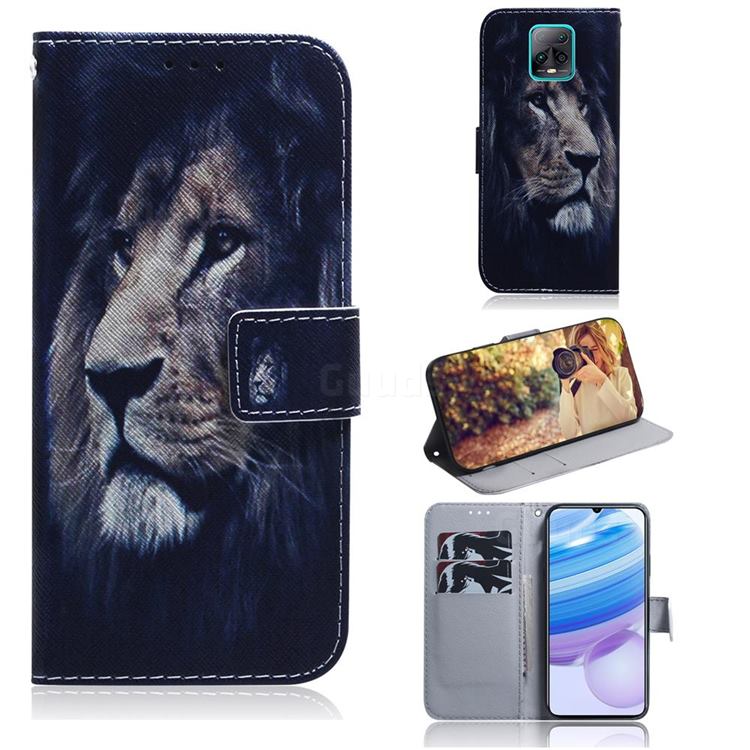 Lion Face PU Leather Wallet Case for Xiaomi Redmi 10X Pro 5G