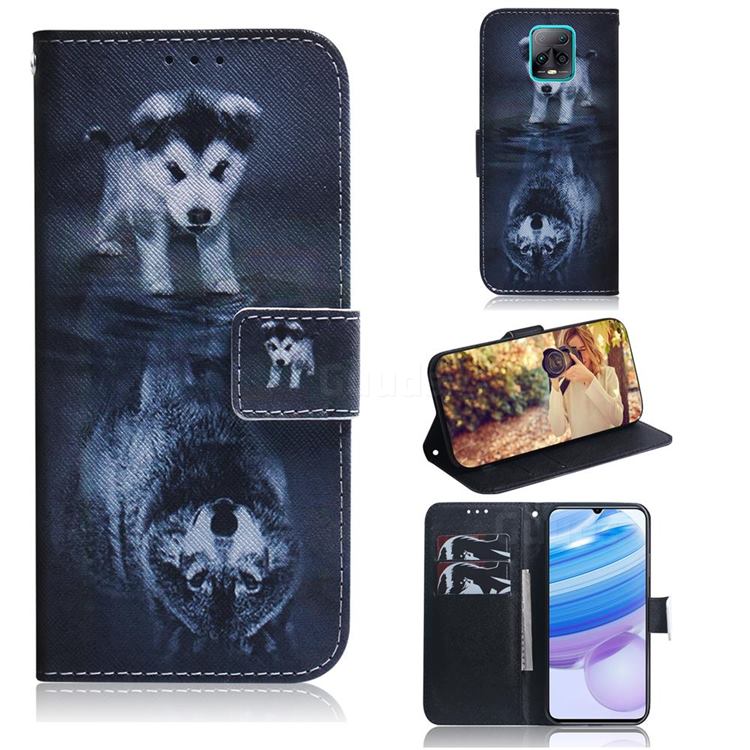 Wolf and Dog PU Leather Wallet Case for Xiaomi Redmi 10X Pro 5G