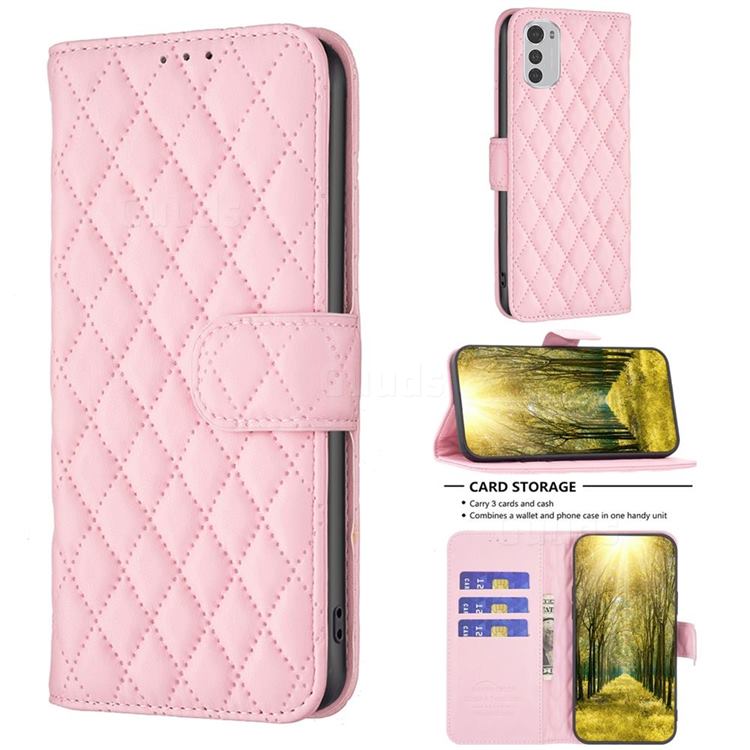Binfen Color BF-14 Fragrance Protective Wallet Flip Cover for Motorola Moto E32 - Pink
