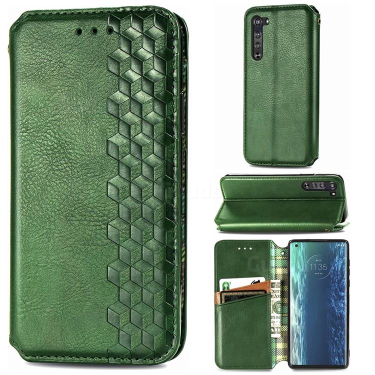 Ultra Slim Fashion Business Card Magnetic Automatic Suction Leather Flip Cover for Moto Motorola Edge - Green
