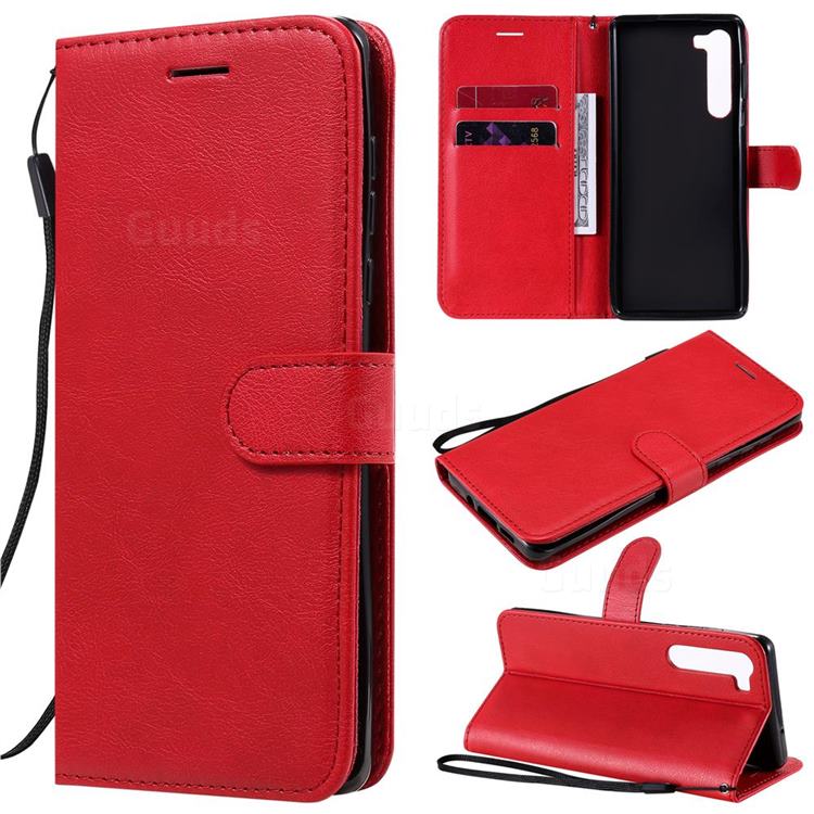 Retro Greek Classic Smooth PU Leather Wallet Phone Case for Moto Motorola Edge - Red