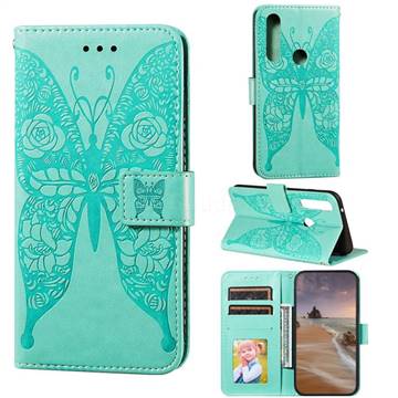 Intricate Embossing Rose Flower Butterfly Leather Wallet Case for Moto Motorola Edge Plus - Green
